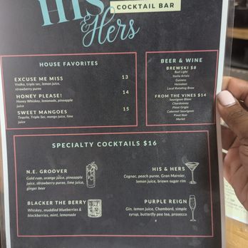 His & Hers - Menu as of 6/2024 cocktail bar - New American Near Me - Washington, DC, District of Columbia