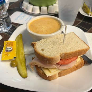 One Flight Up Cafe - Half Roast Turkey with Roast Turkey Breast and Swiss Sandwich - Salad Near Me - Mount Dora, Florida