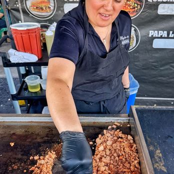 Magda's Taquizas - My chicken Papa Loca getting prepped. - Food Stands Near Me - Manteca, California