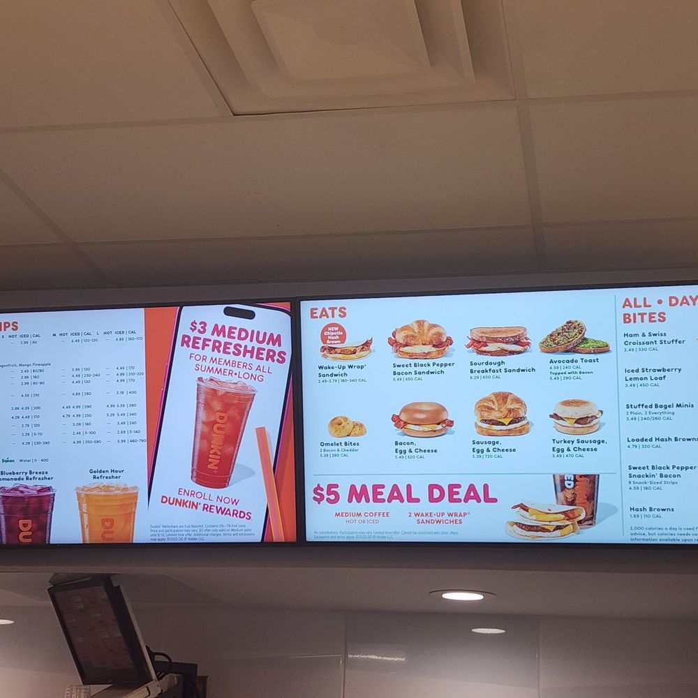 Dunkin' - A portion of the menu - Donuts Near Me - Owings Mills, Maryland