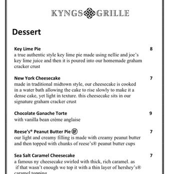 Kyng's Grill - Dessert menu - New American Near Me - Kissimmee, Florida