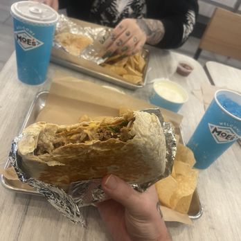 Moe's Southwest Grill - 2 stacks One with chicken(hers)  One with Birra (mine) - Tex-Mex Near Me - Monroeville, Pennsylvania