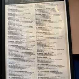 Dinner menu Dinner menu