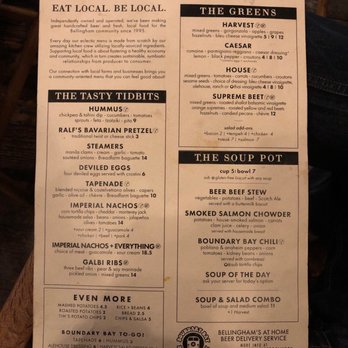 Boundary Bay Brewing - Menu (2/2) as of 03/19. - Pubs Near Me - Bellingham, Washington
