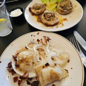 Clinton House - Apps: sausage stuff mushrooms and cheese pierogies with onions and bacon. - Venues & Event Spaces Near Me - Port Clinton, Ohio Clinton House - Apps: sausage stuff mushrooms and cheese pierogies with onions and bacon. - Venues & Event Spaces Near Me - Port Clinton, Ohio