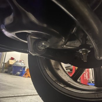 BKKustoms - Coilover hanging in place after all hardware had snapped off from not being installed correctly. - Auto Repair Near Me - Boulder City, Nevada