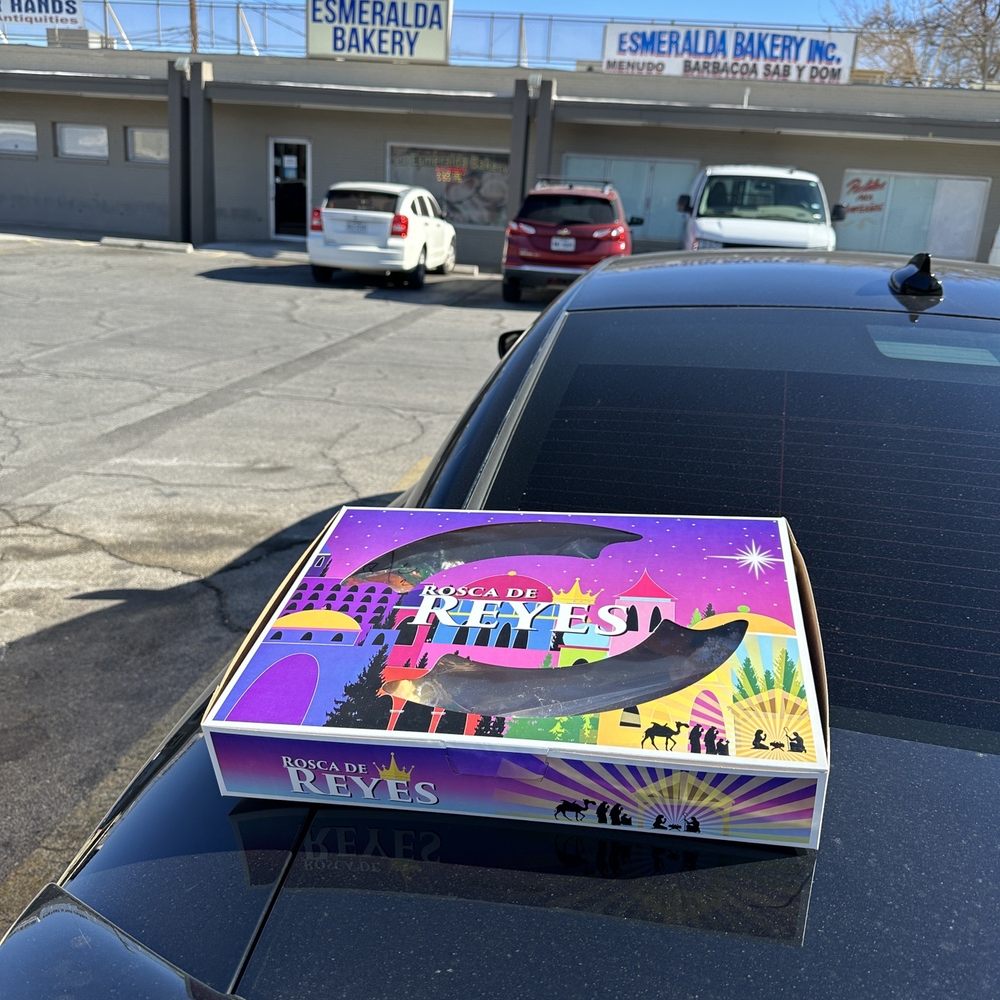 La Esmeralda Bakery - a pizza box on the hood of a car - Bakeries Near Me - El Paso, Texas