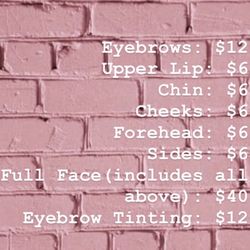 Threading By Carlena - Service Pricing