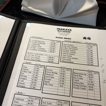 Inakaya Watanabe - Menu - Japanese Near Me - Columbia, South Carolina
