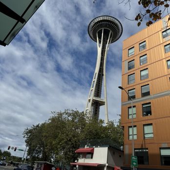Space Needle - Street level view on approach - Landmarks & Historical Buildings Near Me - Seattle, Washington Space Needle - Street level view on approach - Landmarks & Historical Buildings Near Me - Seattle, Washington