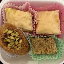 Pammel Grocery and Deli - Almond baklava, pistachio, baklava, and two others I cannot remember the name of unfortunately.