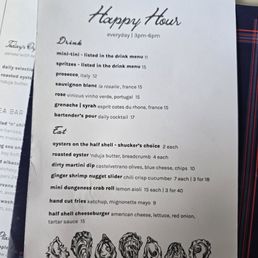 Happy hour menu
