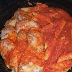 Mannino's Pizzeria Restaurant - Shrimp Parmigiana with pasta
