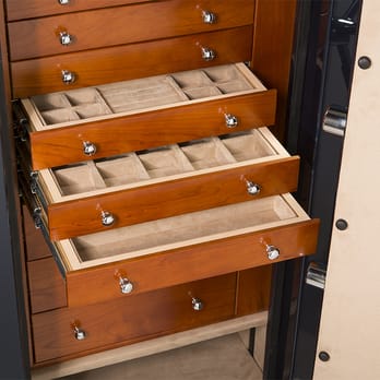Cherry Wood Drawers And Buckskin Ultrasuede Inside A Luxurious