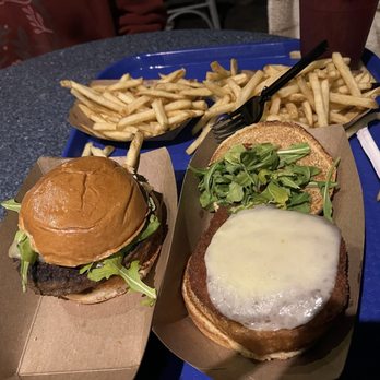 Galactic Grill - Meatloaf burger and Cranberry BBQ Chicken sandwich with generous amount of fries. - American Near Me - Anaheim, California