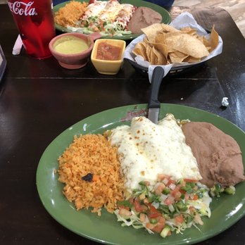 Taqueria Arandas - 6. Enchiladas (green, chicken) - Mexican Near Me - La Porte, Texas Taqueria Arandas - 6. Enchiladas (green, chicken) - Mexican Near Me - La Porte, Texas