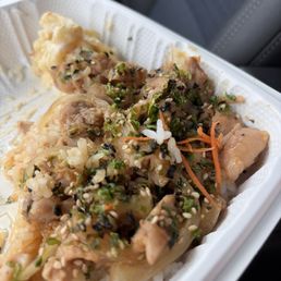 What's left of the furukakae garlic chicken