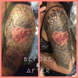Sacred Markings Tattoo & Body Piercings - Before and after James Brought my tattoo back to life!