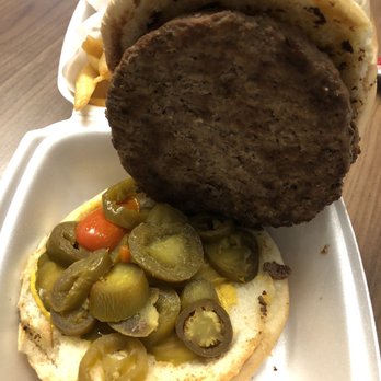 Freddy's Deli and Grill - Double Meat Cheeseburger with mustard, pickles, and jalapeños - Delis Near Me - Houston, Texas Freddy's Deli and Grill - Double Meat Cheeseburger with mustard, pickles, and jalapeños - Delis Near Me - Houston, Texas