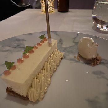 Georgie - Cheese cake with prickly pear ice cream - New American Near Me - Dallas, Texas Georgie - Cheese cake with prickly pear ice cream - New American Near Me - Dallas, Texas