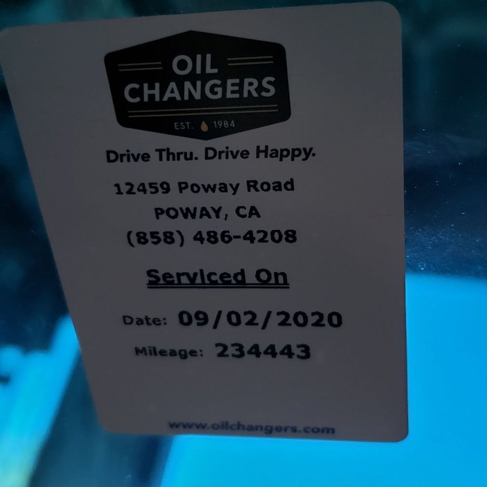 Oil Changers - My previous change - Oil Change Stations Near Me - Poway, California Oil Changers - My previous change - Oil Change Stations Near Me - Poway, California