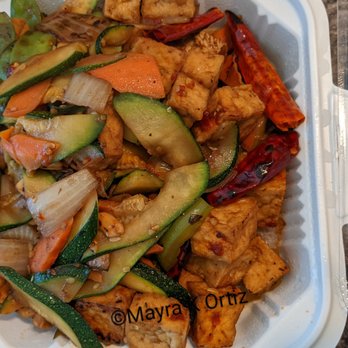 Asian Kitchen 1 - Kung Pao tofu entrée next to vegetarian Rice with Tofu - Asian Fusion Near Me - Prunedale, California