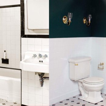 The Bath Connection - a white toilet and a black and white tiled bathroom - General Contractors Near Me - Peoria, Illinois
