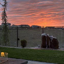 Paradise Landscapes - Beautiful sunset with water fountain