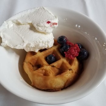 Mohonk Mountain House Restaurant - hot waffle with maple syrup and homemade whip cream - delicious - New American Near Me - New Paltz, New York Mohonk Mountain House Restaurant - hot waffle with maple syrup and homemade whip cream - delicious - New American Near Me - New Paltz, New York