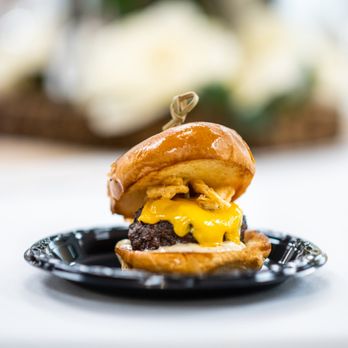 Angie's Choice Catering - Signature Beef Sliders with Cheddar, Steakhouse Aioli, Crispy Onions, on Brioche Bun - Caterers Near Me - Montgomery, Texas Angie's Choice Catering - Signature Beef Sliders with Cheddar, Steakhouse Aioli, Crispy Onions, on Brioche Bun - Caterers Near Me - Montgomery, Texas