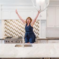 Sara Arndt Interior Design - Claremont, CA Private Residence. Custom Kitchen Design, Custom Cabinets, Custom Tops and Tile.  Happy Designer, Sara Arndt.