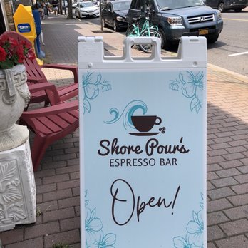 Shore Pour Espresso Bar - Sign on sidewalk June 2023 - Coffee & Tea Near Me - Point Pleasant Beach, New Jersey Shore Pour Espresso Bar - Sign on sidewalk June 2023 - Coffee & Tea Near Me - Point Pleasant Beach, New Jersey