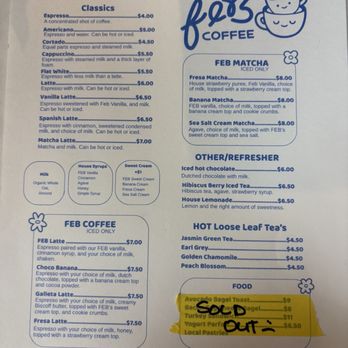 Feb Coffee - Menu! - Coffee & Tea Near Me - Gardena, California