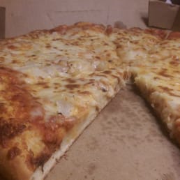a cheese pizza in a box