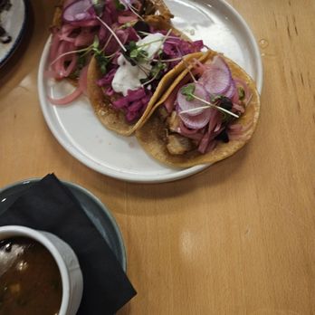 Fresco Cocina - Pork Belly, Birria taco with on side Consume, and shrimp taco - Tacos Near Me - Carlsbad, California Fresco Cocina - Pork Belly, Birria taco with on side Consume, and shrimp taco - Tacos Near Me - Carlsbad, California