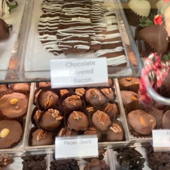 Temptations Chocolate Factory - My friend was excited about the chocolate covered bacon. - Desserts Near Me - Alhambra, California Temptations Chocolate Factory - My friend was excited about the chocolate covered bacon. - Desserts Near Me - Alhambra, California