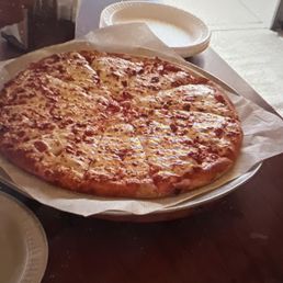 Bacon and cheese. Pizza. Bacon and cheese. Pizza.