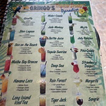 Gringo's Bar & Grill - Tropical drink menu - Bars Near Me - Luquillo, Puerto Rico Gringo's Bar & Grill - Tropical drink menu - Bars Near Me - Luquillo, Puerto Rico