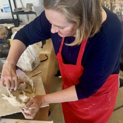 ClayArt Pottery West - Me hand building a dragon in a retreat
