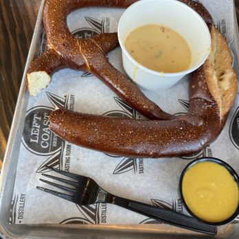 Left Coast Brewing - Pretzel and beer cheese were underwhelming. - Distilleries Near Me - Ontario, California