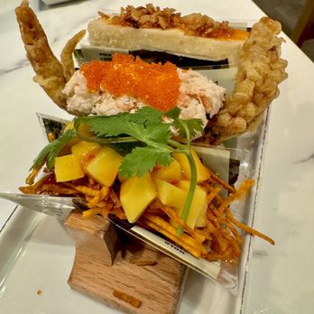 Sushi Nori - (Top down) fried tofu, soft shell crab, fried yam - Sushi Bars Near Me - Seattle, Washington Sushi Nori - (Top down) fried tofu, soft shell crab, fried yam - Sushi Bars Near Me - Seattle, Washington