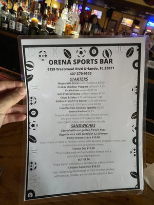 Menu photo 6 Orena Sports Bar Orlando, FL Menu photo 6 Orena Sports Bar Orlando, FL
