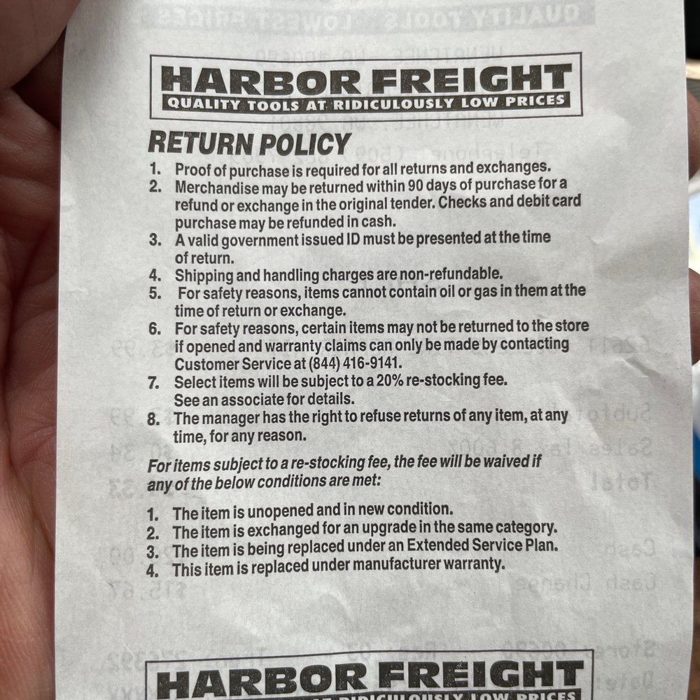 Harbor Freight Tools - Return policy - Hardware Stores Near Me - Wenatchee, Washington Harbor Freight Tools - Return policy - Hardware Stores Near Me - Wenatchee, Washington