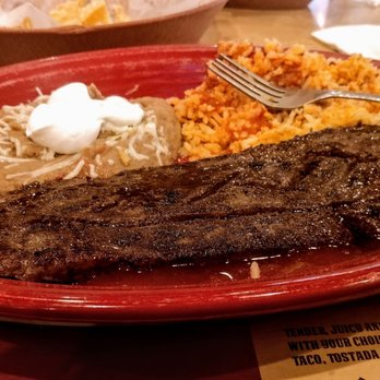Pepe's - carne asada skirt steak rice beans tortillas garnish to side if want to use.. I just eat steak with a knife and fork - Mexican Near Me - Homer Glen, Illinois