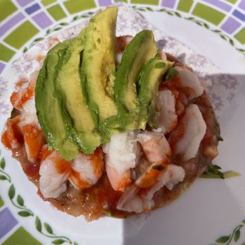La Guerrerense - Cerviche Geurrerense con Camaron - Shrimp tostada - Food Stands Near Me - Ensenada, BCN