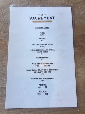 Menu photo 1 Bistropub Le Sacrement Quebec City, QC