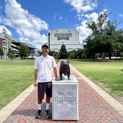 Davis Wade Stadium - Getting a photo with the bulldog and stadium in the background.