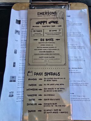 Menu photo 3 Emerson's Ale House Mount Prospect, IL