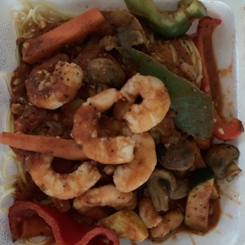 Paesano - Shrimp and vegetable with red sauce and linguine - Italian Near Me - Aiea, Hawaii Paesano - Shrimp and vegetable with red sauce and linguine - Italian Near Me - Aiea, Hawaii