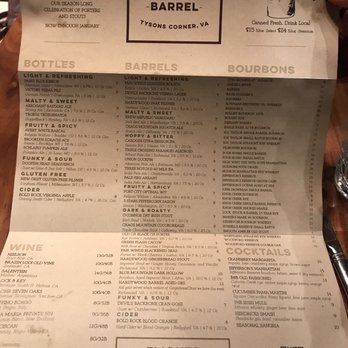 Barrel & Bushel - Drink menu - Bars Near Me - Tysons Corner, Virginia